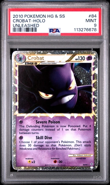 2010 POKEMON HG&SS UNLEASHED CROBAT PRIME #84 ULTRA PSA 9 MINT #113276678