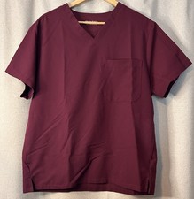 Mandala Men  s Scrub Top Large Polyester V-Neck Short Sleeve Pocket Pullover