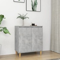 Modernes Sideboard Mit Massivholzbeinen Betongrau 60X35X70 Cm