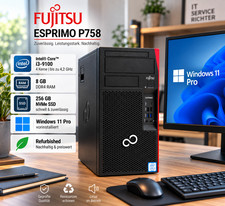 PC Fujitsu Esprimo P758 E85+ Computer i3-9100 8 GB 256 GB NVMe Win11 WLAN