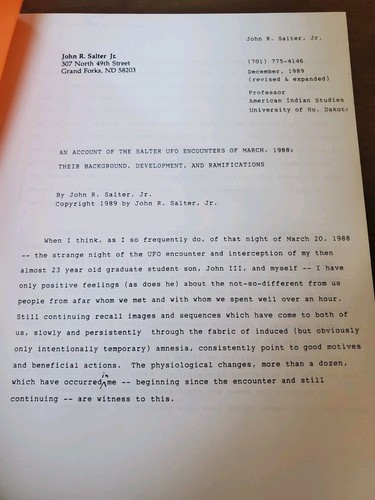 Account of the Salter UFO Encounters of March 1988 - John R. Salter, Jr. Signed! - Picture 2 of 5