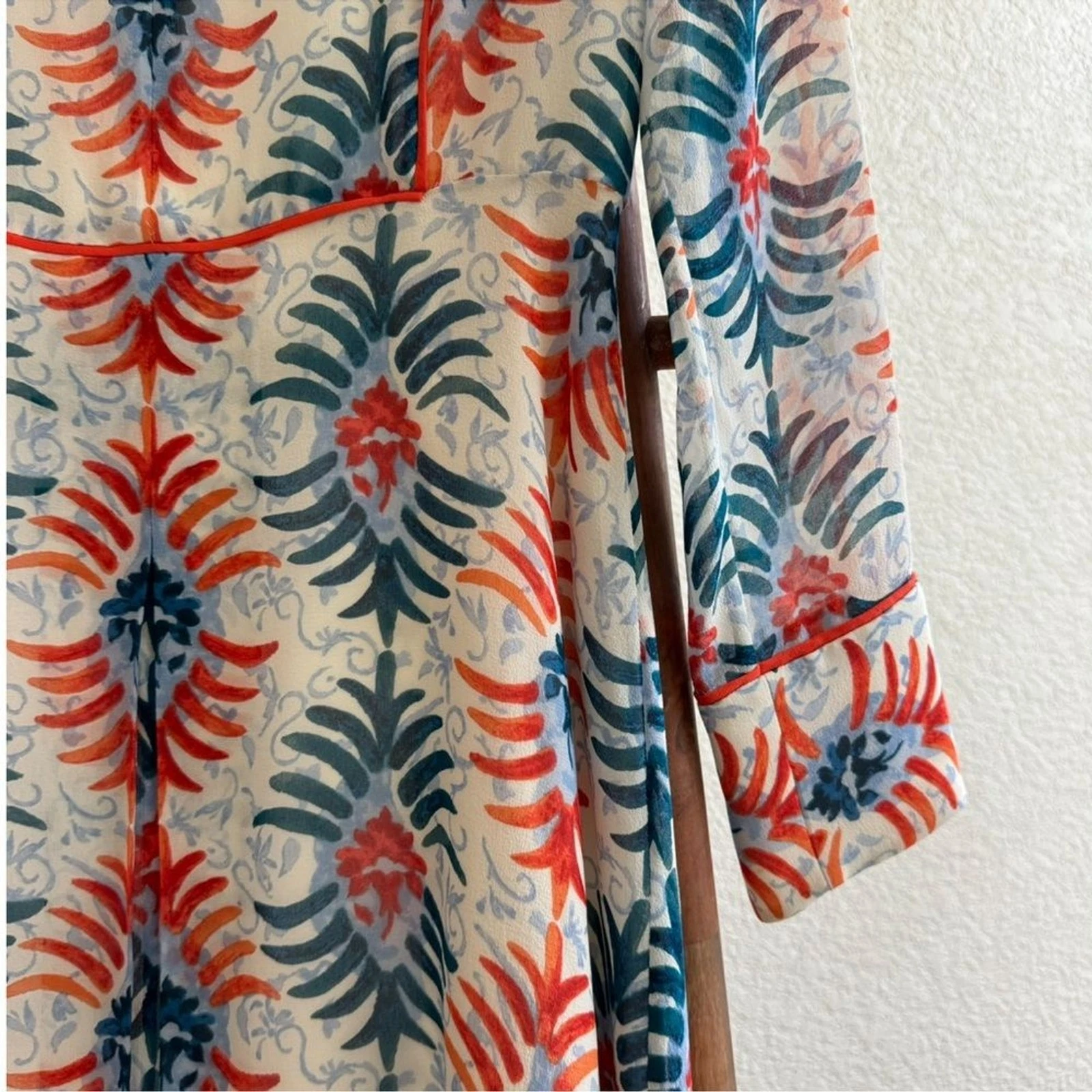 Mini Abito Tory Burch Seta Floreale Arancione Blu Nuovo Taglia 4