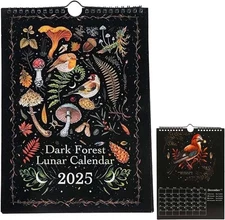 Dark Forest Lunar Calendar 2025,Wall Calendar Colorful Waterink Wall Hanging Cal