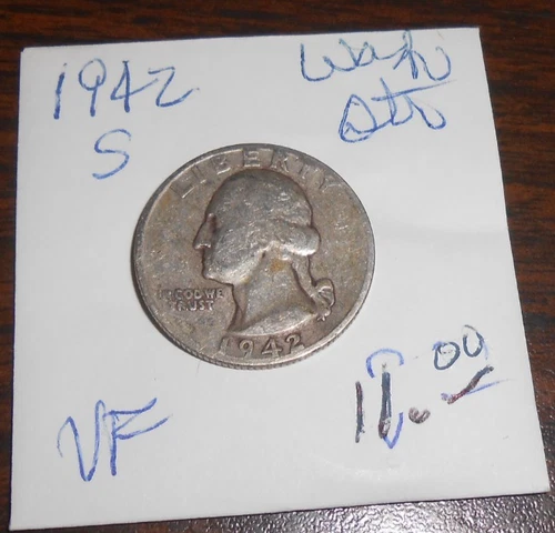 1942 S SILVER WASHINGTON QUARTER - VERY FINE