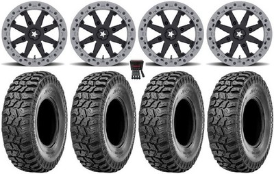 MSA Lok2 Beadlock 14'' Wheels Bk 27'' Ridge Saw 2.0 Tires Yamaha Viking Wolverine