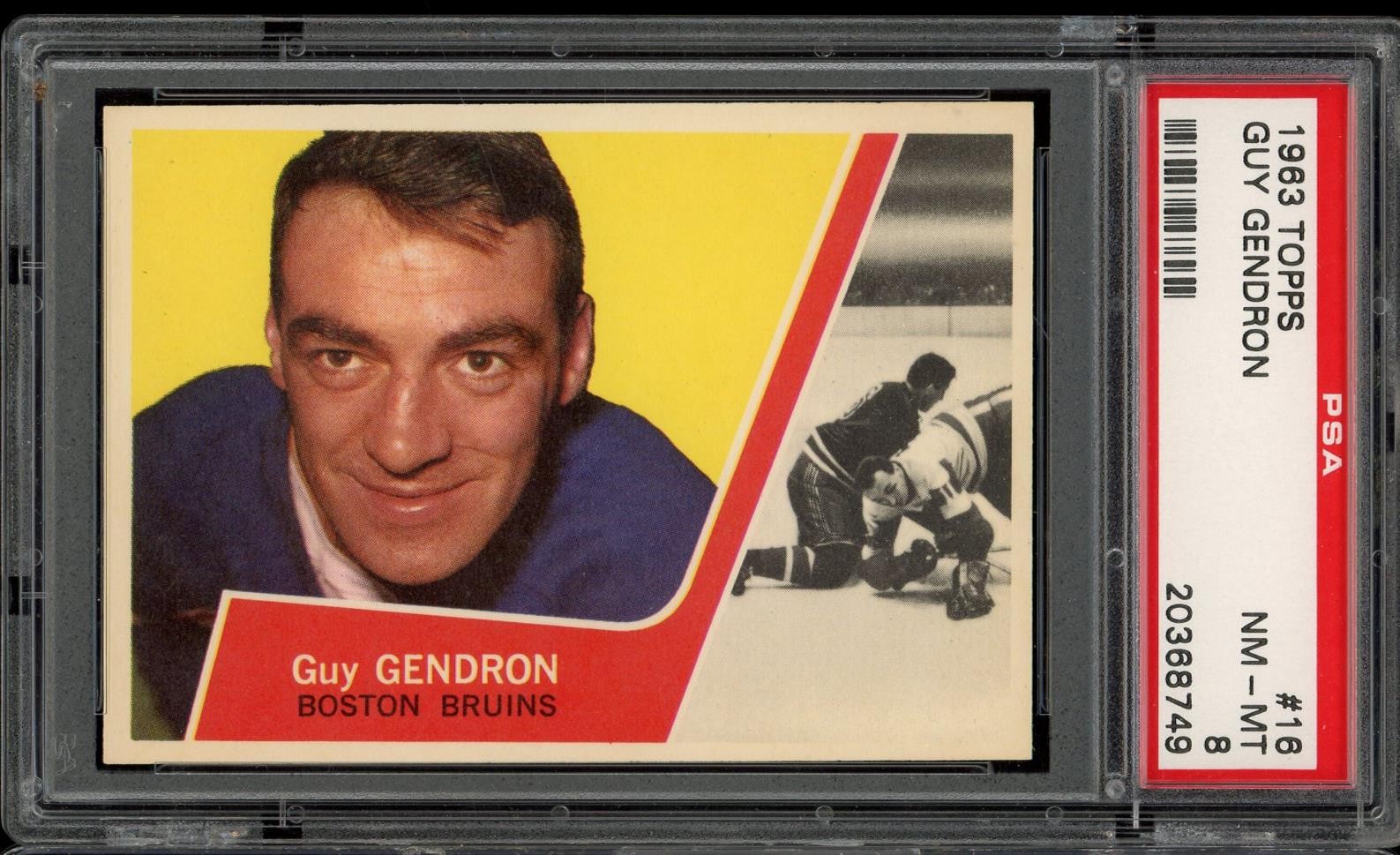 Guy Gendron #16 Hockey Cards 1963 Topps trading card — raw and PSA graded price guide