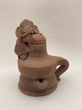 Lámpara mágica vintage hecha a mano Baby Ganesha Shiva Lingam de arcilla terracota