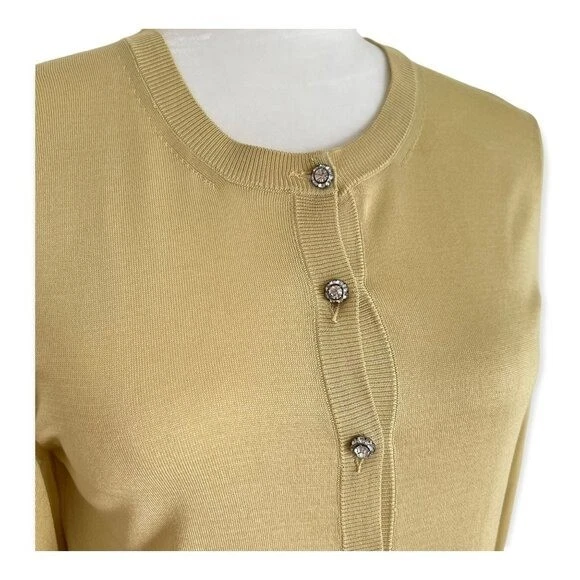 Dolce & Gabbana Mustard 黄色珠宝纽扣丝绸开衫,尺寸 M — 第 4/4 张图片