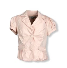 Jolt Cropped Button Up Jacket Pink Womens Juniors Large