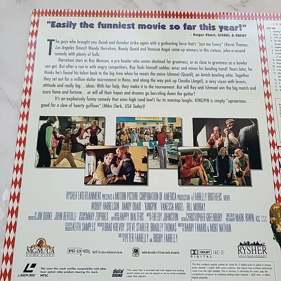 MGM KINGPIN LASERDISC 1996 Woody Harrelson, Bill Murray EXCELLENT condition - Image 4 of 4