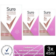 Sure Women Maximum Protection Confidence Anti-Perspirant Cream, 3 Pack, 45ml