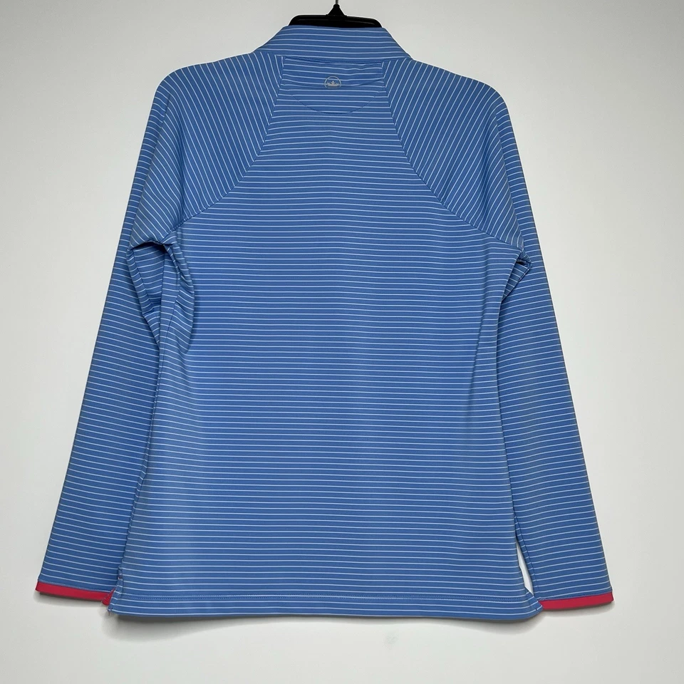 Pullover de golf Peter Millar para mujer 1/4 cremallera Perth Performance azul rosa talla M Foto 4 de 4