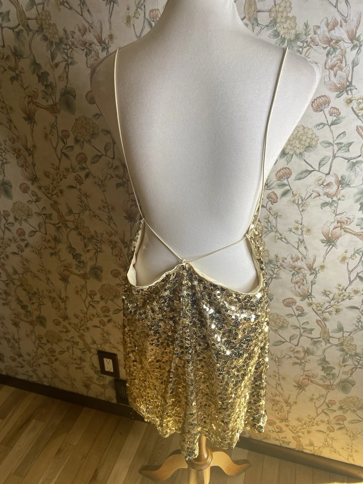 Lulu’s Force of Fashion Gold Backless Sequin Mini Dress Medium Gold Size XL - Image 3 of 4