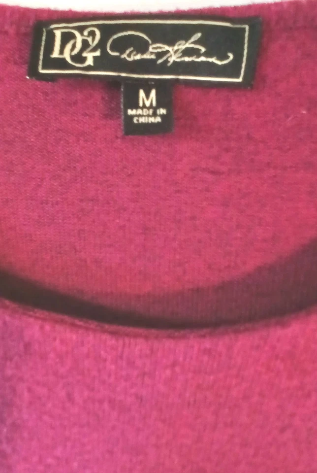 Size Medium DG2 Diane Gilman L/S Soft Fleece Easy Top Wine Women's Layered Look — 第 3/4 张图片