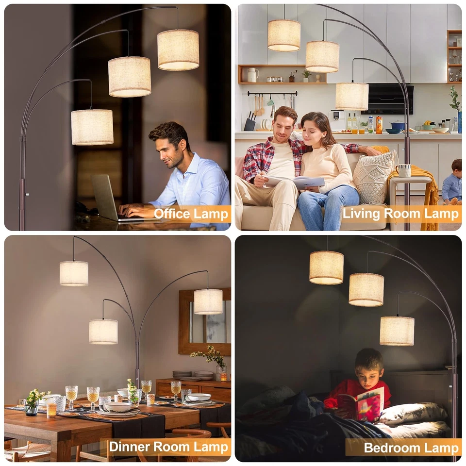 Lámpara de pie moderna DLLT para habitación Lámparas de pie regulables de árbol marrón de 3 luces con... Foto 2 de 4