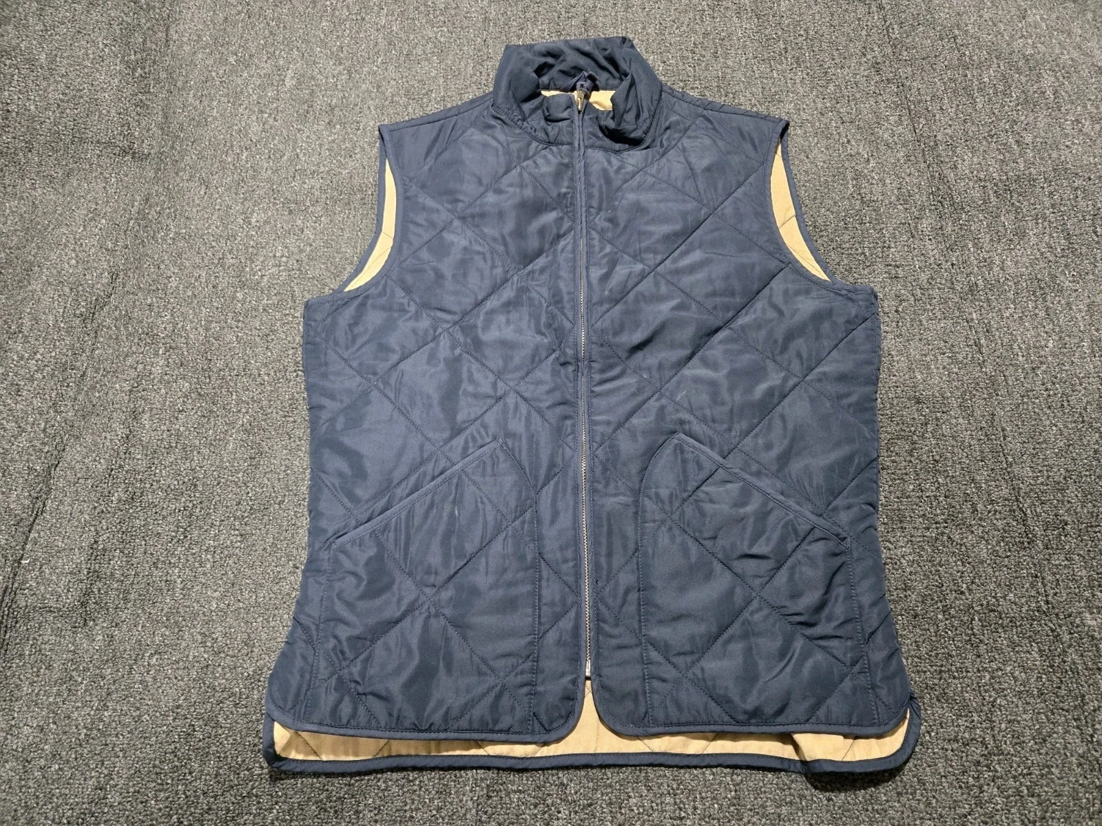 J. Crew Mercantile Mens Small Quilted Vest Navy Blue Full Zip Gorpcore
