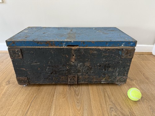 Vintage Wooden Storage Trunk Chest Box - Original distressed look