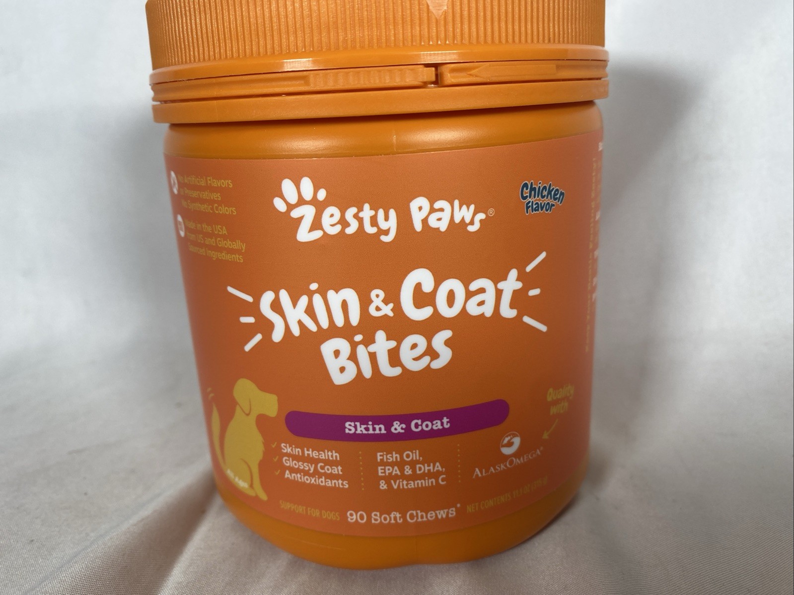 Zesty Paws Omega Bites Skin & Coat Support, Chicken Flavor - 90 Soft Chews