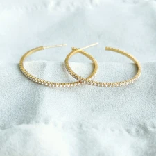 Julie Vos Windsor Gold Cubic Zirconia Medium Hoop Earrings
