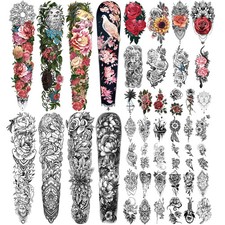 46 Sheet Full Arm Temporary Tattoos Waterproof Flower