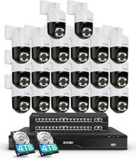 ZOSI 4K 32CH 20X 8MP Cameras Pan/Tilt PoE Security Camera System 8TB HDD Audio