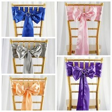 100 New Satin Chair Sashes Bows Ties Wedding Party Home Decorations Wholesale