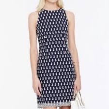 Ann Taylor Women Size 6 Sleeveless Dress Blue white Mini Floral Coastal Nautical