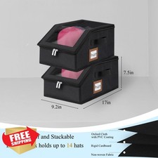 4pk Hat Organizer Closet Storage, Stackable Cap Holder, Dustproof, Black Small