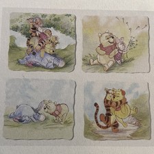 Vintage Disney Winnie the Pooh 6 Characters Cardboard Nursery Wall Hanging Art