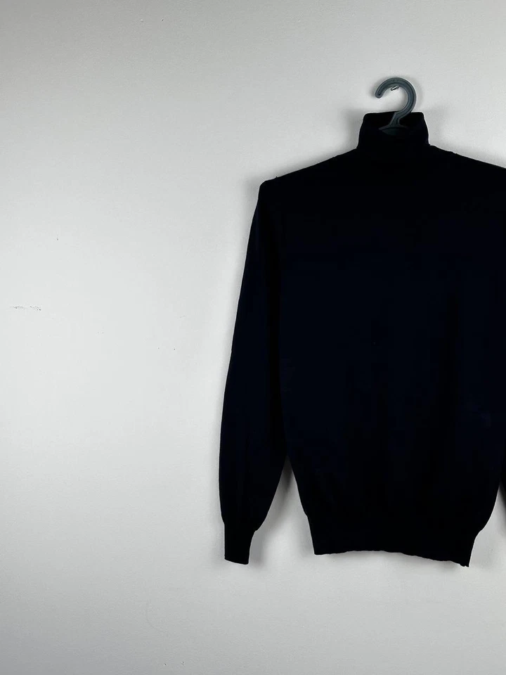 Suéter Paolo Pecora Azul Marino Lana Cuello Alto Talla S Foto 2 de 4