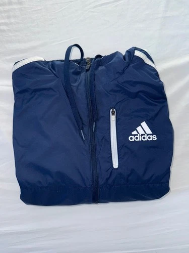 Adidas Men's Size S Blue Full Zip Hooded Jacket w/ 3-Stripes & Logo image 6