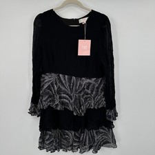 Diane Von Furstenberg Target TVF Black Tiered Ruffle Dot Print Dress Size Large