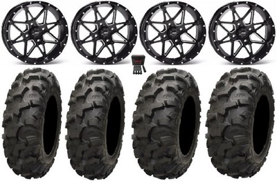 ITP Tornado 14'' Wheels Black 27'' Blackwater Tires Polaris RZR