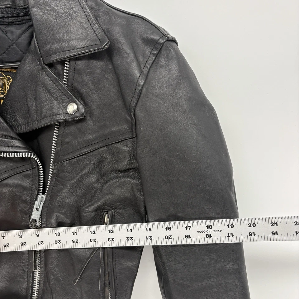 Chaqueta de Cuero Unik De Colección Años 90 Motociclista Cinturón Punk Grunge Mujer Pequeña Foto 3 de 4