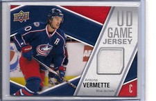 2011-12 UPPER DECK ANTOINE VERMETTE UD GAME JERSEY BLUE JACKETS