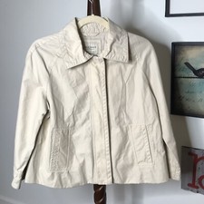 Old Navy Women's Small Beige Full Zip Snap Closure Collar Lightweight Jacket EUC