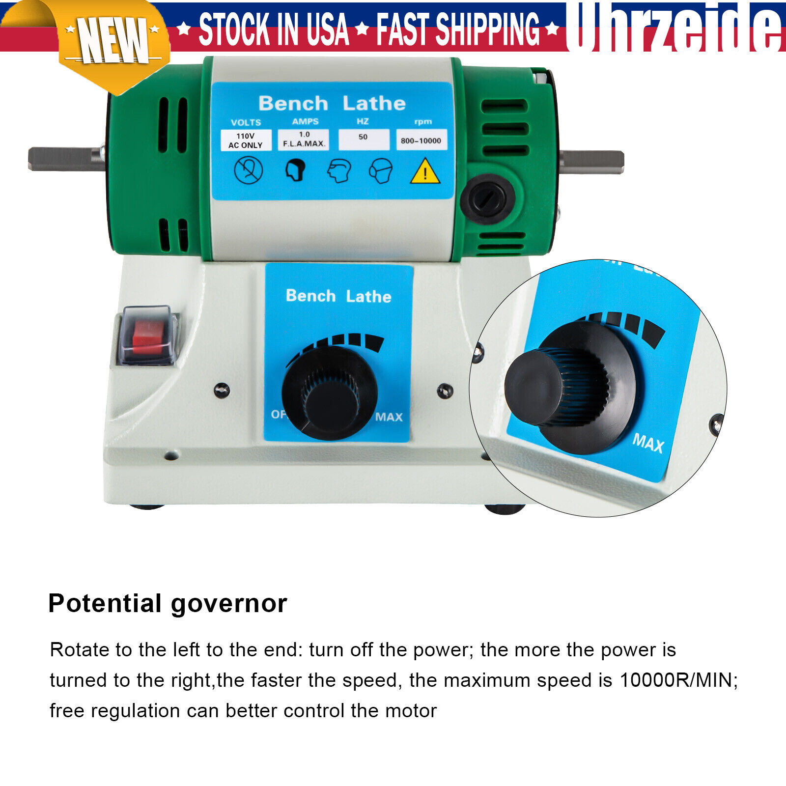 Portable Jewelry Polisher Bench Grinder Watch Gem Buffing Machine Variable Speed