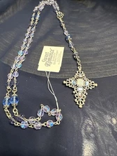 Vintage Sweet Romance Multicolor Victorian Revival Silver Tone Necklace 30”