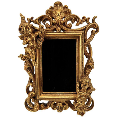 Bilderrahmen im Barrock Stil mit Engeln im schwarz goldenen Vintage Look Deko