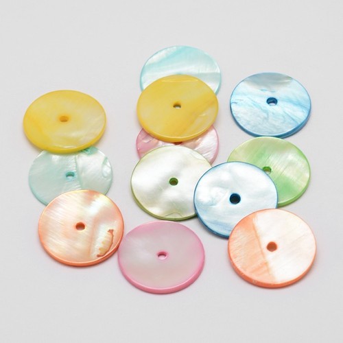 200pcs Colorful Natural Shell Beads Smooth Flat Disc Loose Spacers Craft 20x2mm - Picture 2 of 7