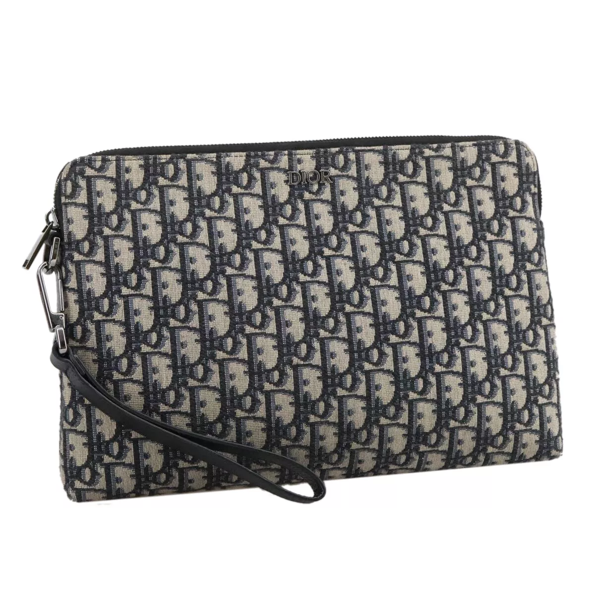 Sac pochette toile trotteur Christian Dior bleu marine authentique 105154A
