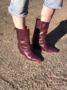 plum leather boots