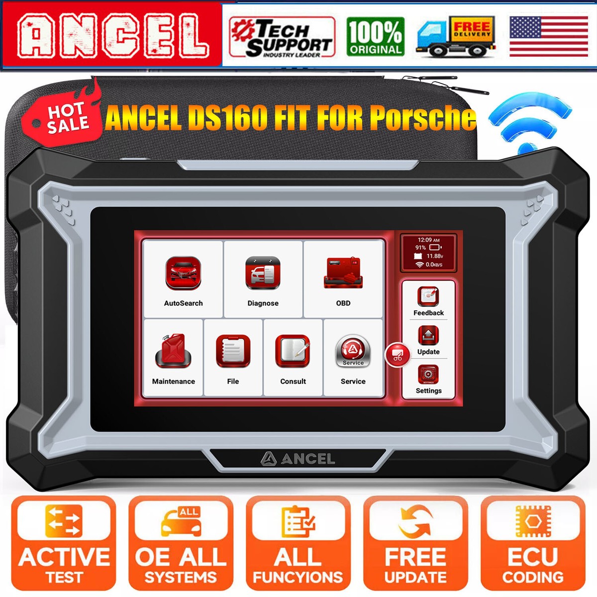 ANCEL DS160 Auto Car Bidirectional Scanner Full System Diagnostic