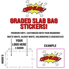Graded Card Slab Bag Stickers - 100 Stickers (.8" x 1.5") - See Details