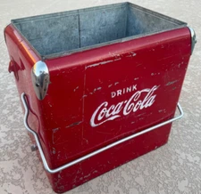 VINTAGE 50'S ACTION MFG METAL COKE COOLER with BOTTLE OPENER MISSING LID USA