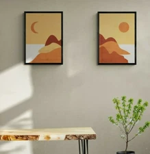 Scandi minimalist modern abstract nature skyline 2 set! -  FREE P&P