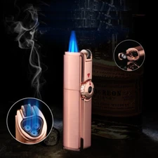 JOBON Retro Flint Ignite Triple Torch Windproof Lighter/Cigar Punch - Rose Gold