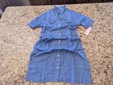 Nanette Lepore Women's Short Sleeve Tencel Maxi Shirt Dress Medium wash size M