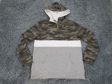 7th Roy Sweatshirt Womens Large* Gray Half Zip Pocket Hoodie Camouflage Light