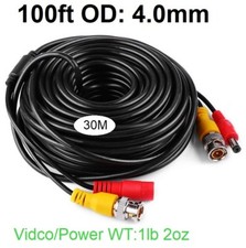 100ft 30m Video and Power cable 4.0mm diameter thick, use for BNC Cameras